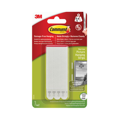 3M Command Narrow White Picture Hanging Strip (Pack of 4)