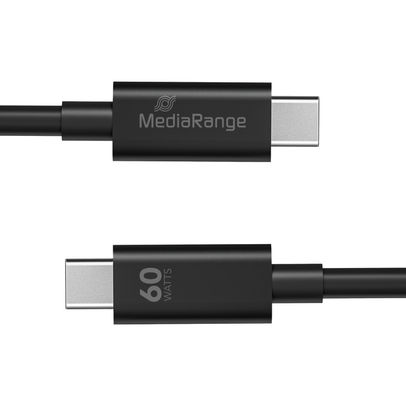 MediaRange 1.2m Black 60W USB Type-C Charge and Sync Cable