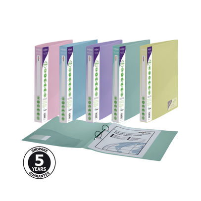 Snopake Reborn 2/25 A4 Ring Binder Assorted (Pack of 5)