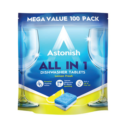 Astonish Lemon Fresh All in 1 Dishwasher Tablets (Pack of 100)