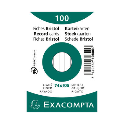 Exacompta Record Cards 74x105mm Lined White x40 (Pack of 4000)