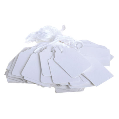 White 48 x 30mm Strung Tickets (Pack of 1000)