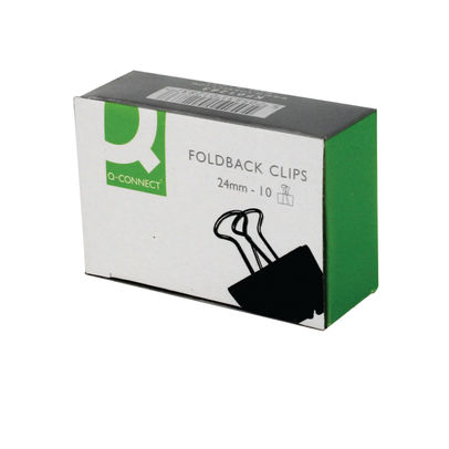 Q-Connect Foldback Clip 24mm Black (Pack of 10)