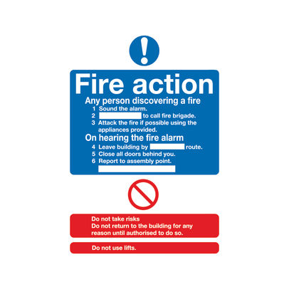 Fire Action Standard A5 PVC Safety Sign