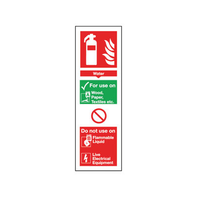 Fire Extinguisher Water 300 x 100mm Self-Adhesive Safety Sign