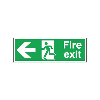 Safety Sign 150 x 450mm Fire Exit Running Man Arrow Left