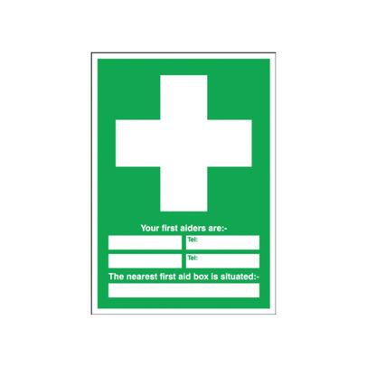 First Aid 600 x 450mm PVC Safety Sign