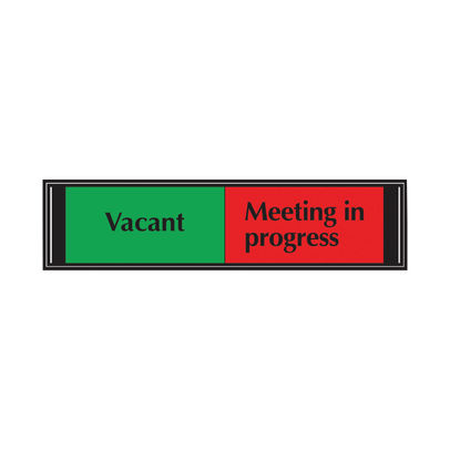 Sliding Sign Vacant/Meeting In Progress Self Adhesive 225x52mm