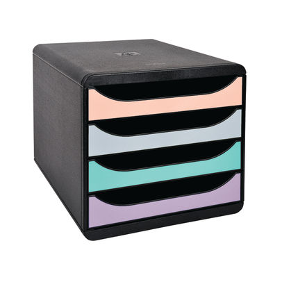 Exacompta Big-Box 4 Drawer Set Black/Glossy Pastel