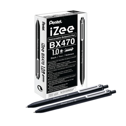 Pentel iZee Retractable Ballpoint Pen 1.0mm Black (Pack of 12)