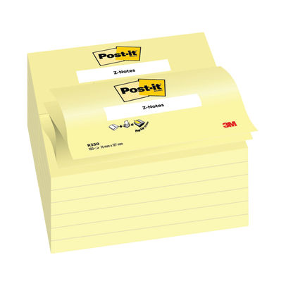 Post-it Z Notes 76x127mm Canary Yellow (Pack of 12)