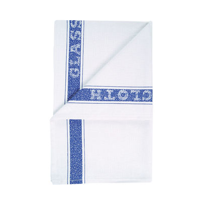 2Work White/Blue Cotton Glass Cloths (Pack of 10)