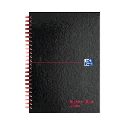 Black n Red Recycled Ruled Wirebound Hardback Notebook A5 (Pack of 5)