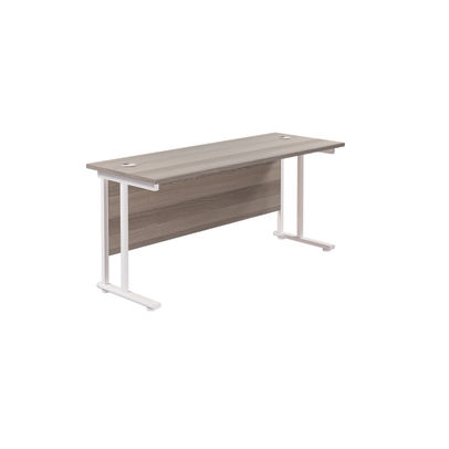 Jemini 1600x600mm Grey Oak/White Rectangular Cantilever Desk