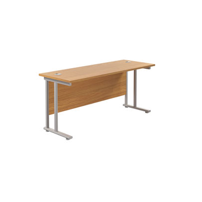 Jemini 1800x600mm Nova Oak/Silver Rectangular Cantilever Desk