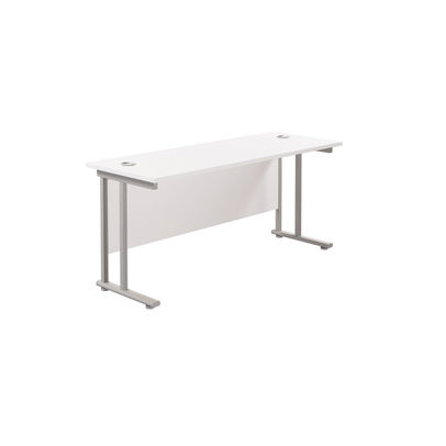 Jemini 1800x600mm White/Silver Cantilever Rectangular Desk