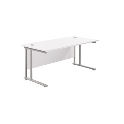 Jemini 1600x800mm White/Silver Cantilever Rectangular Desk