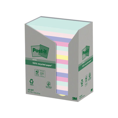 Post-it Recycled Assorted Colour 76x127mm (Pack of 16)