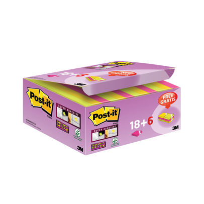 Post-it Super Sticky 47.6x 7.6mm Assorted (Pack of 24)