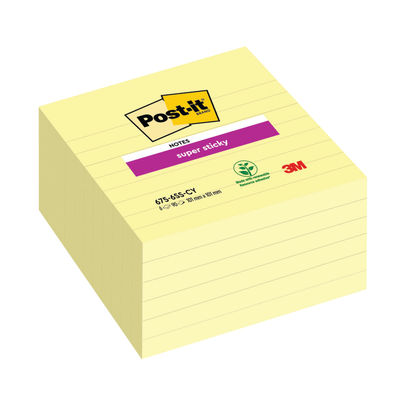 Post-it Super Sticky 101x101mm Lined Canary Yellow (Pack of 6)
