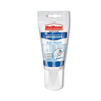 UniBond Healthy Kitchen and Bathroom Sealant Tube Anti Mould White 147g