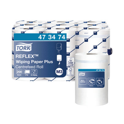 Tork Reflex M3 2-Ply Wiping Paper Plus Rolls (Pack of 9)