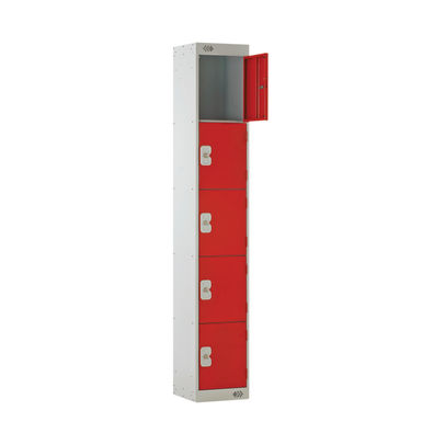 Five Compartment D450mm Red Locker