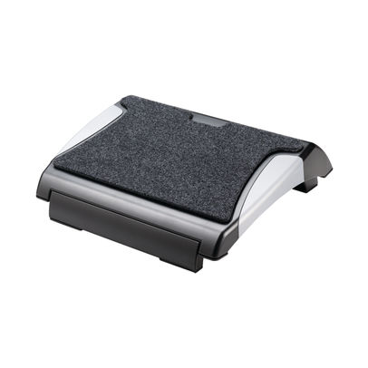 Q-Connect Footrest with Removable Carpet Black/Silver