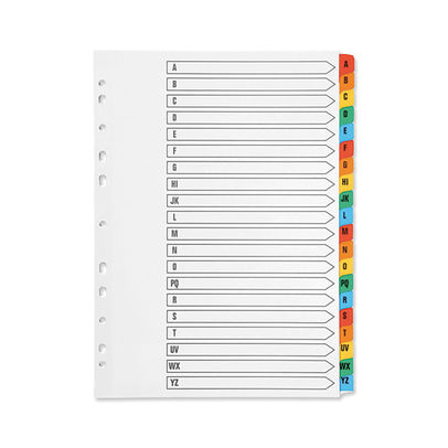 Q-Connect Multi-Punched A-Z 20-Part Multi-Colour A4 Index Pre-Printed Tabs