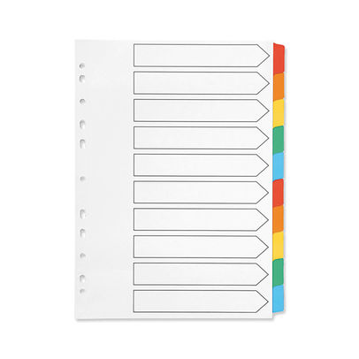 Q-Connect 10-Part Index Multi-punched Reinforced Board Multi-Colour Blank Tabs A