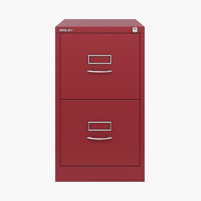 Bisley H710mm Cardinal Red 2-Drawer Steel Filing Cabinet