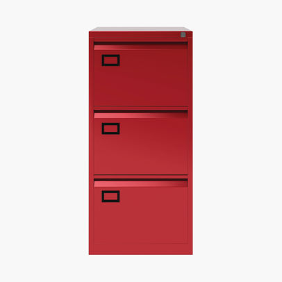 Bisley Red Foolscap 3 Drawer Volume Steel Filer