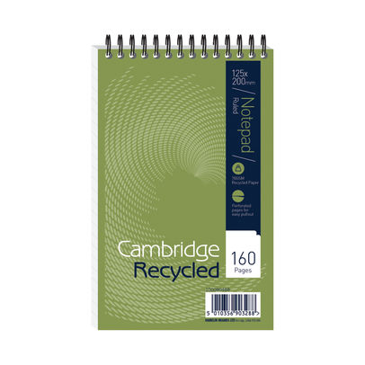 Cambridge Recycled 25 x 200mm Reporters Notepad (Pack of 10)