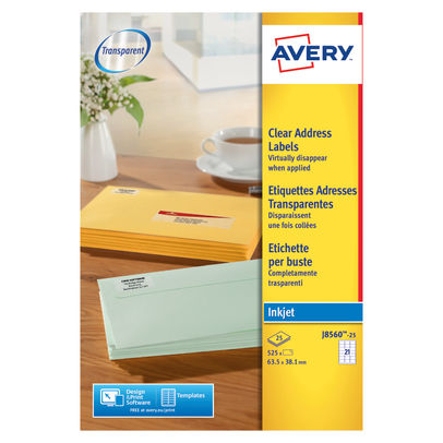 Avery Clear Inkjet Address Labels 63.5 x 38.1mm (Pack of 525)