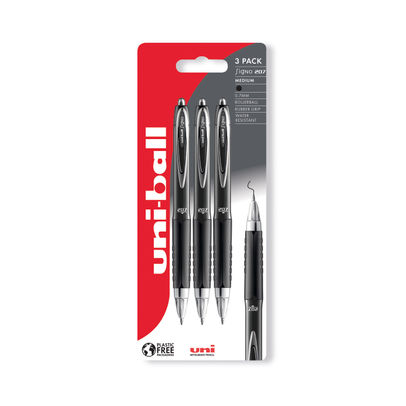 Uni-Ball Signo 207 UMN-207 Black Rollerball Pen (Pack of 3)