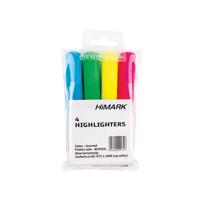 Assorted Hi-Glo Highlighter Pens (Pack of 4)