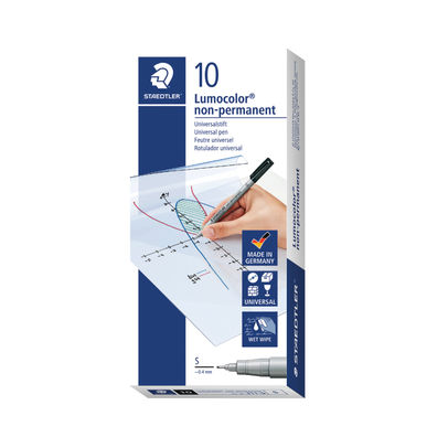 Staedtler Black Lumocolor Non-Permanent Pen (Pack of 10)