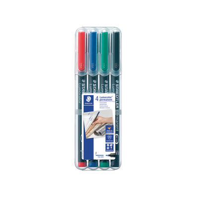 Staedtler Assorted Lumocolour Fine Permanent Pens (Pack of 4)