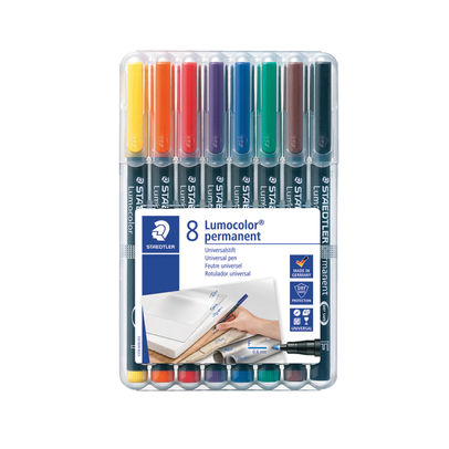 Staedtler Assorted Lumocolour Fine Permanent Pens (Pack of 8)