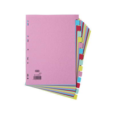 Elba A4 Assorted Colours Plain Tabs 15 Part Index Dividers