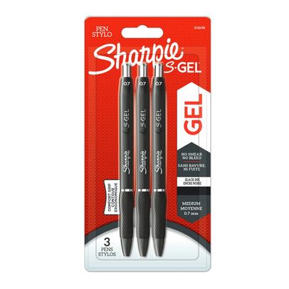 Sharpie S-Gel Black Medium Gel Pens (Pack of 3)