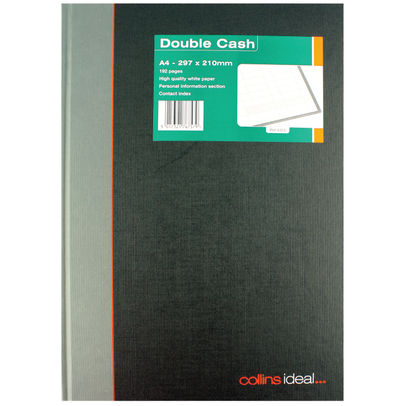 Collins Ideal A4 Black Casebound Double Cash Book