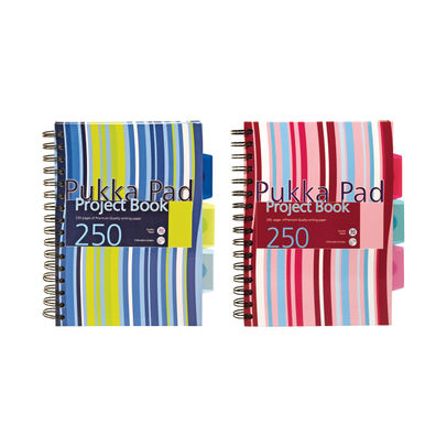 Pukka Pad Stripes A5 Blue/Pink Wirebound Notebook (Pack of 3)