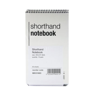 Spiral Shorthand Notepad 80 Leaf (Pack of 10)