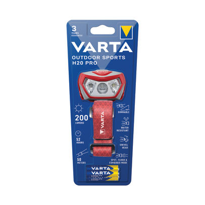 Varta Outdoor Sports H20 Pro Red and Grey Head Torch