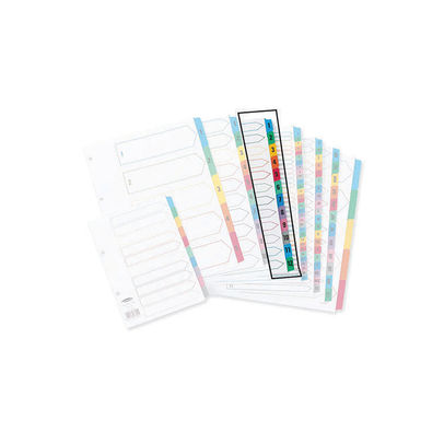 Concord A4 Mylar 1-12 Coloured Tabs 12 Part White Index Dividers