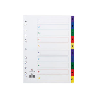 Concord A4 Polypropylene 10-Part Index Dividers