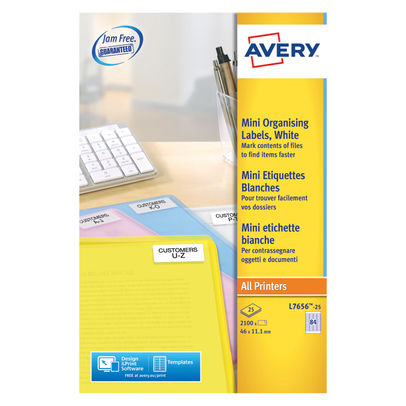 Avery 46 x 11.11mm White Mini Organising Laser Labels (Pack of 2100)