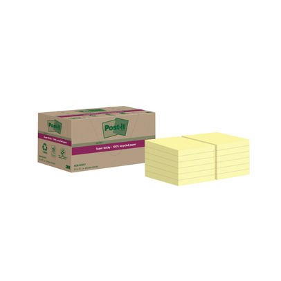 Post-it Super Sticky Recycled 47.6x47.6mm Yellow (Pack of 12)