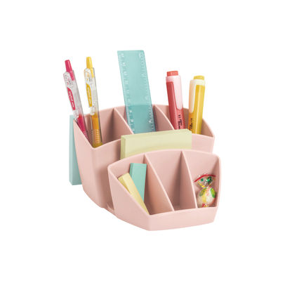 CEP Mineral Desk Tidy with 8 Sections Pink